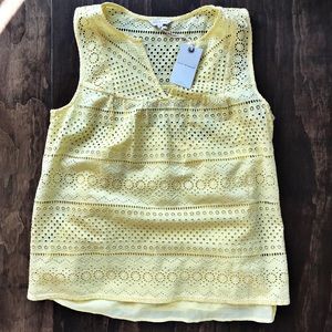 3/$30 NWT Lucky Brand Yellow Eyelet Blouse